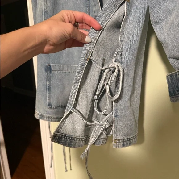 Side Tie Jean Chore Jacket - Picture 9 of 11